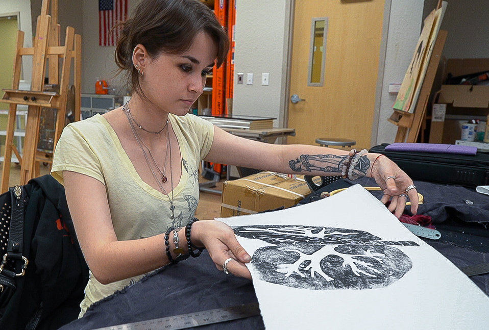 Rhea Schott works on her painting in preparation for the BIG ARTS Sanibel exhibition.