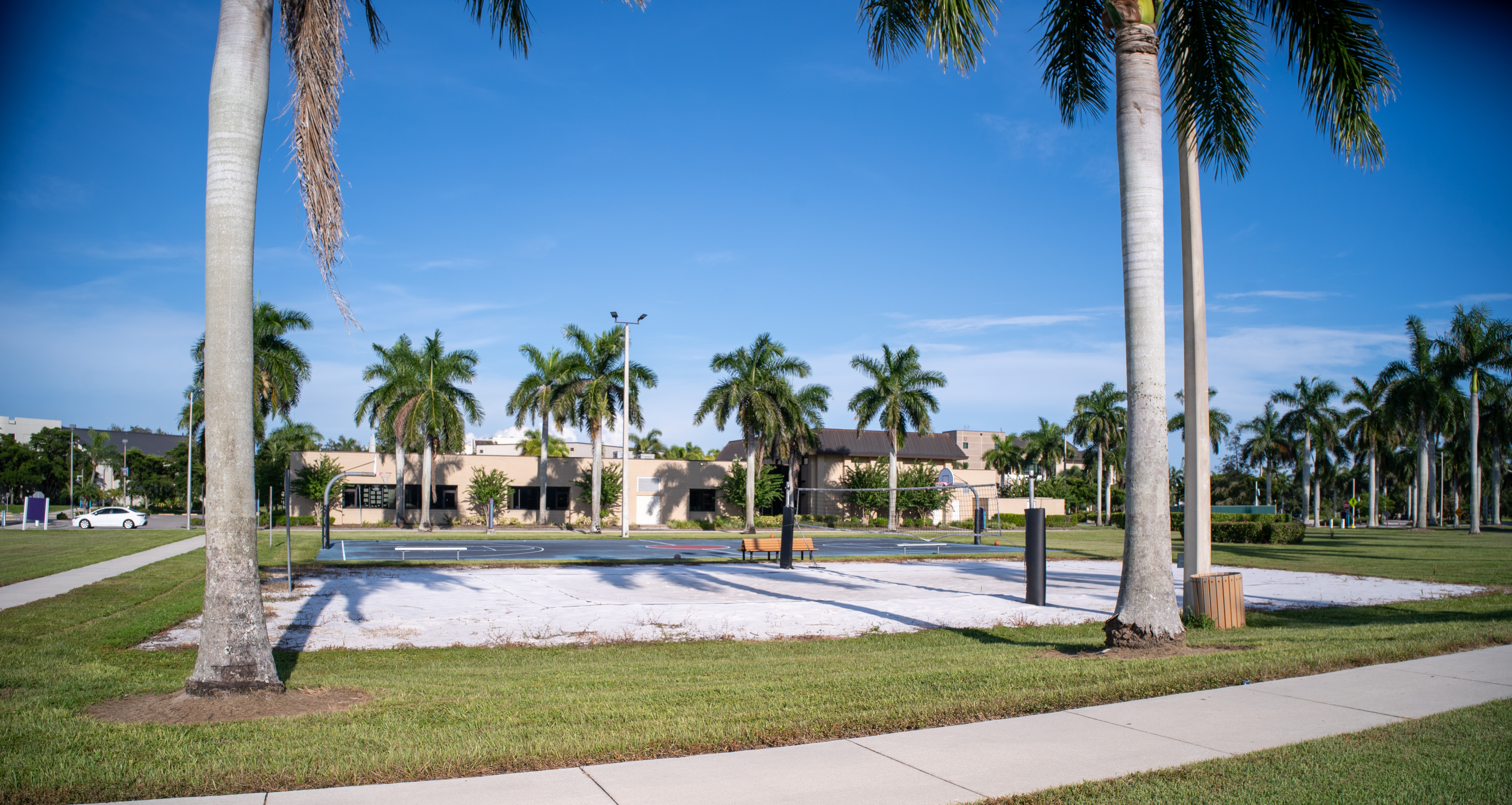 Sand Volleyball and Outdoor basketball courts on fsw Lee campus