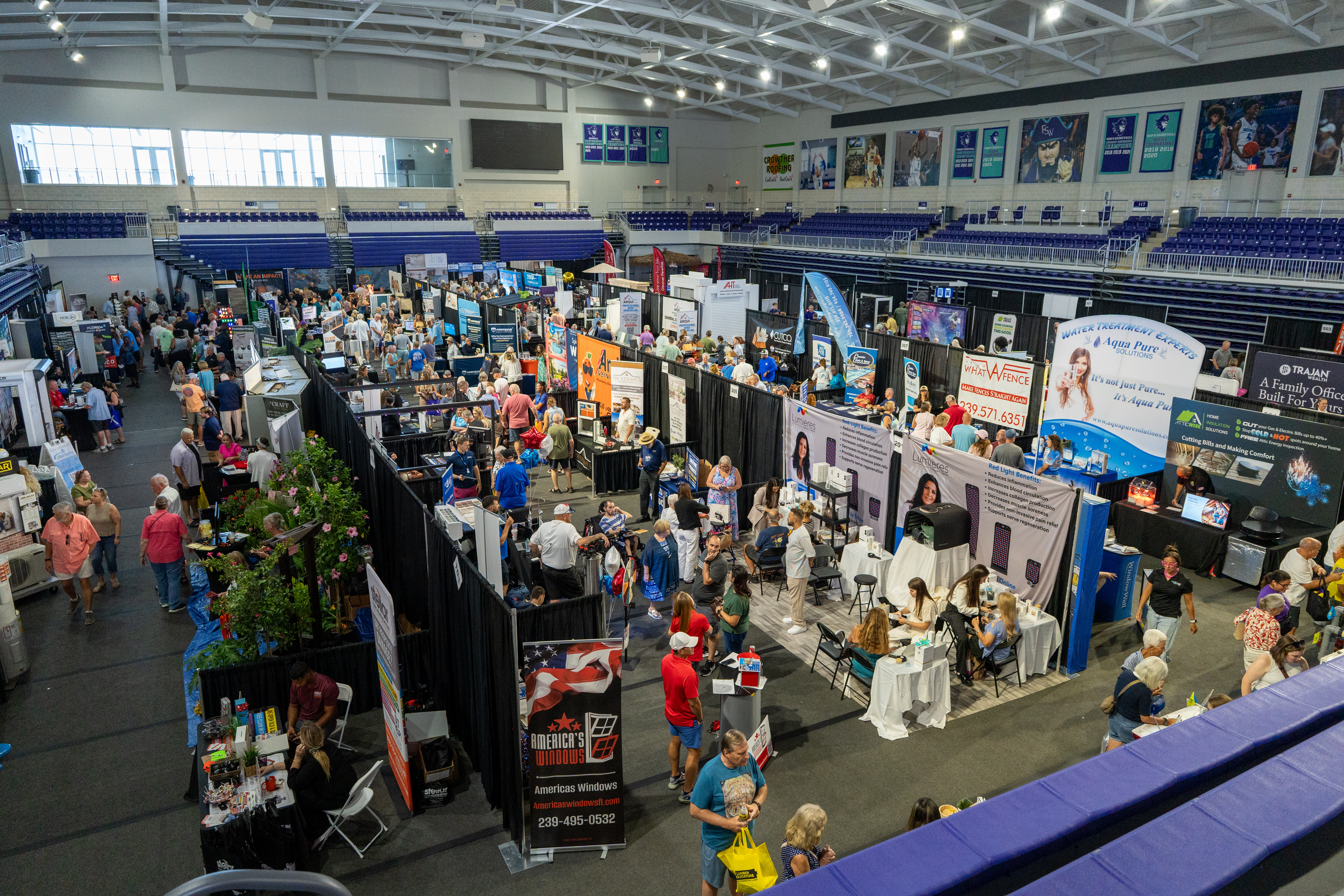 Aerial view of Expo at SunCoast Credit Union Arena on FSW Lee campus