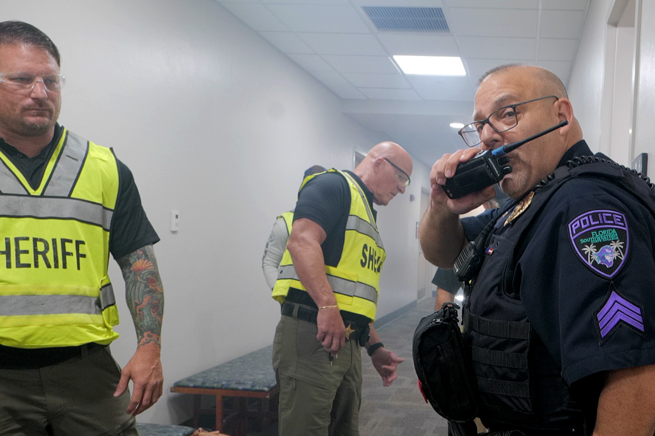 FSW Police Department participating in a joint training exercise with the Lee County Sheriff’s Office to strengthen coordinated response and campus safety protocols.